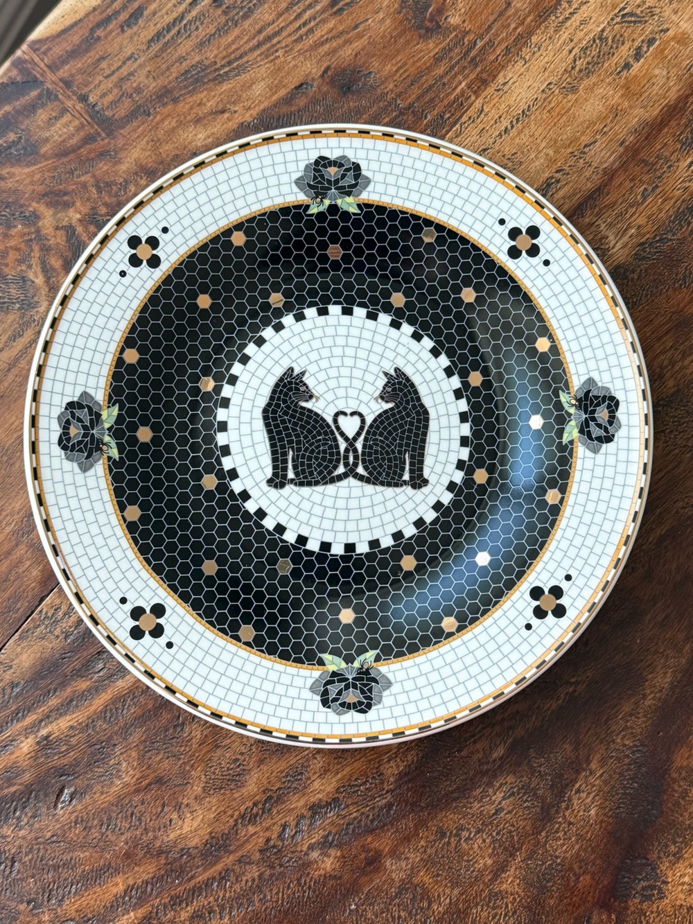 Anthropologie Bistro Tile Stoneware Dessert Plate: Halloween Edition